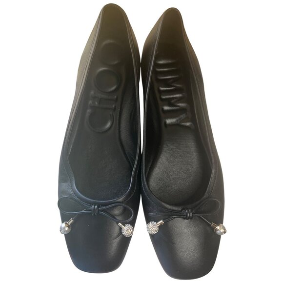 Jimmy Choo Elme Ballet Flats Black Bow Pearl Crystal Embellished US 8 EU 38.5 – - Picture 11 of 16